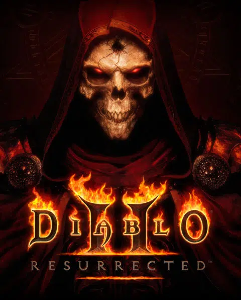 A screencap of the Diablo II Resurrected game cover.