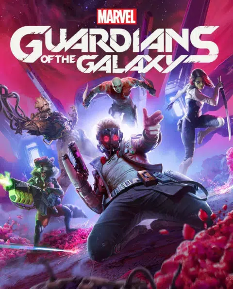 A screencap of the Guardians of the Galaxy game cover.
